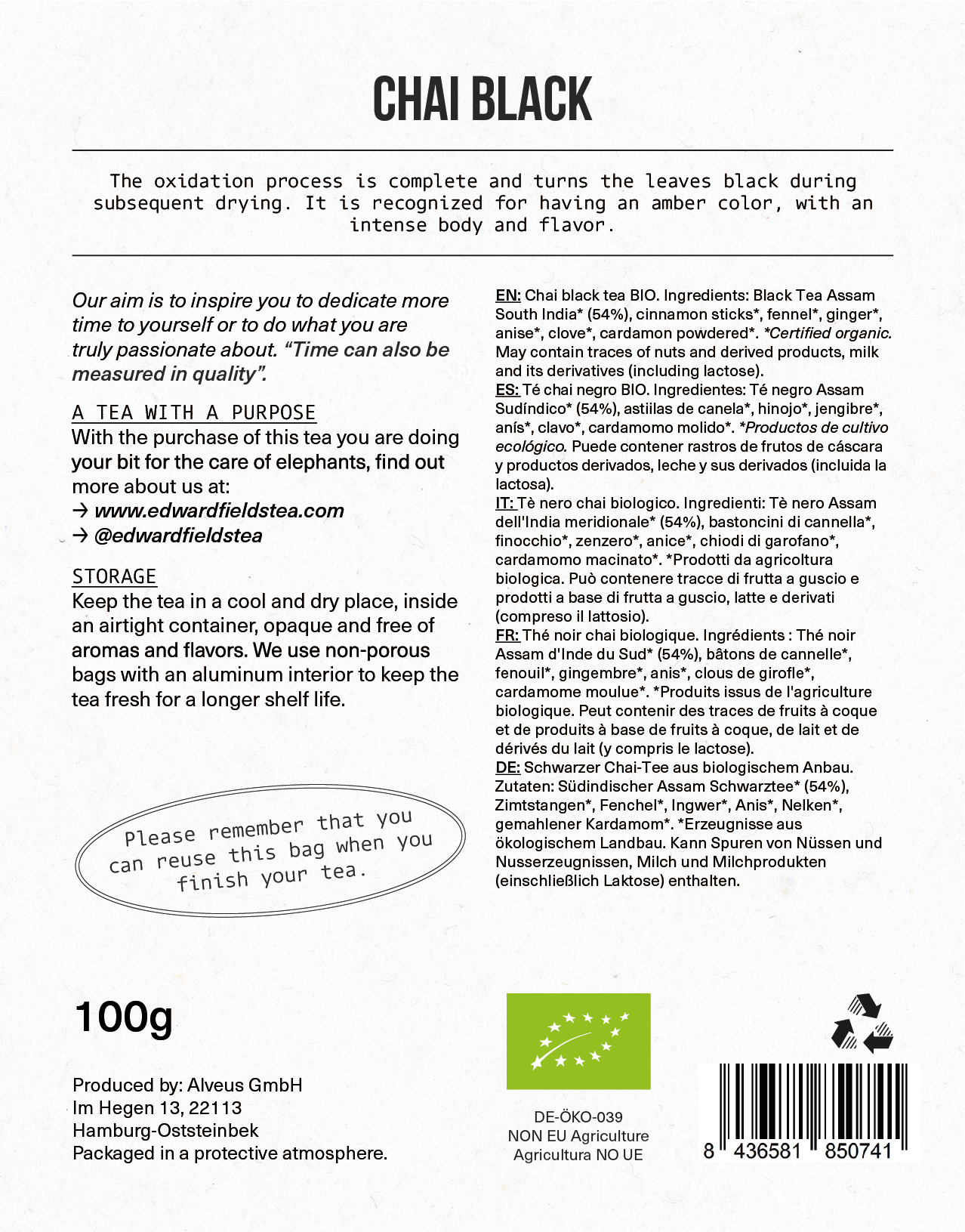 Té Chai Negro Ecológico
